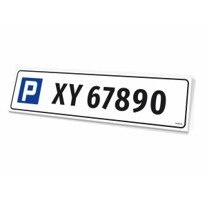 Tabliczka parkingowa z numerem rejestracyjnym