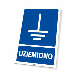 Tabliczka Uziemiono z piktogramem uziemienia