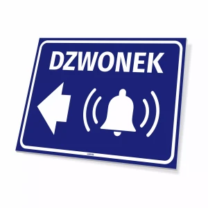 Tabliczka informacyjna Dzwonek ze strzałką w lewo