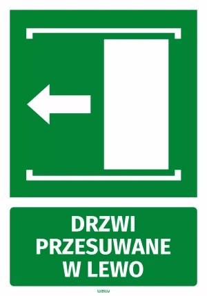 Naklejka BHP Drzwi przesuwane w lewo