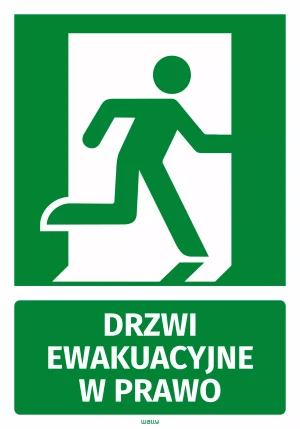 Naklejka informacyjna Drzwi ewakuacyjne w prawo