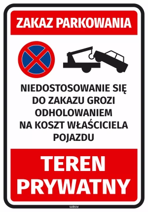Naklejka parkingowa Zakaz parkowania Teren prywatny