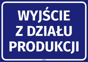 Naklejka informacyjna Wyjście z działu produkcji