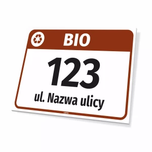 Tabliczka na kosz BIO z ulicą i numerem domu