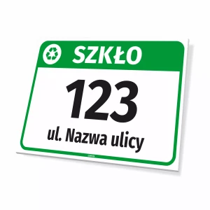 Tabliczka na kosz do szkła - z ulicą i numerem domu