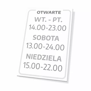 Tabliczka - otwarte, z godzinami