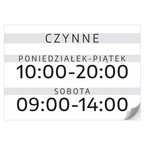 Naklejka - Czynne, dni i godziny otwarcia