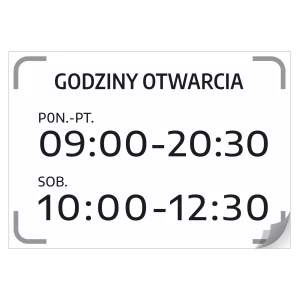 Naklejka - Godziny otwarcia do personalizacji