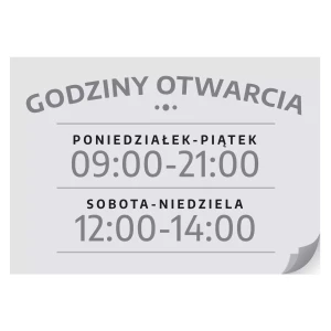 Naklejka na drzwi - Godziny otwarcia, personalizacja