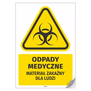 Naklejka BHP Odpady medyczne - materiał zakaźny dla ludzi