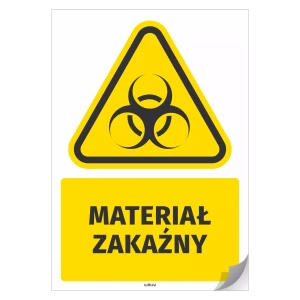 Naklejka ostrzegawcza Materiał zakaźny