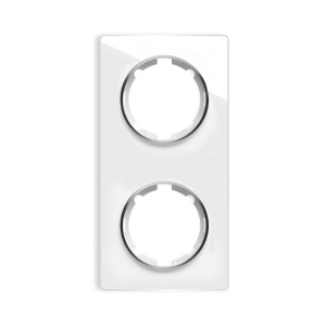 ONEKEYELECTRO Plaque de finition Garda en verre, 2 postes, vertical-"Blanc"