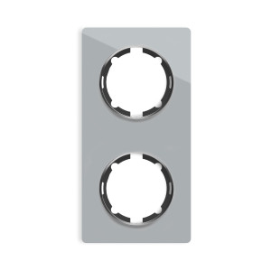 ONEKEYELECTRO Plaque de finition Garda en verre, 2 postes, vertical-"Gris"