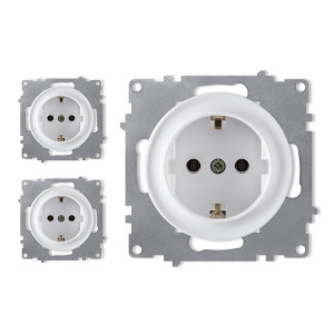 ONEKEYELECTRO Prise avec terre, bornes à  vis (pack de 3)-"Blanc 3 piéces"
