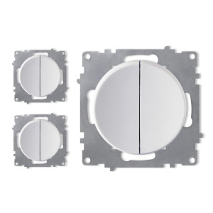 ONEKEYELECTRO Interrupteur double, 1 voie (pack de 3)-"Blanc 3 piéces"