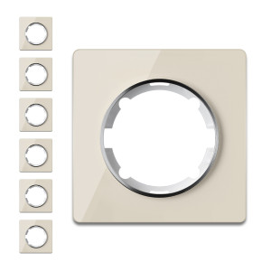 ONEKEYELECTRO Plaque de finition Garda en verre, 1 poste, encastrÃ (pack de 7)-"Beige 7 pieces"