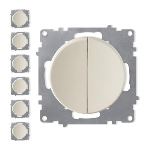 ONEKEYELECTRO Interrupteur double, 1 voie (pack de 7)-"Beige 7 piéces"