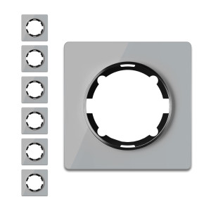 ONEKEYELECTRO Plaque de finition Garda en verre, 1 poste, encastrÃ (pack de 7)-"Gris 7 pieces"