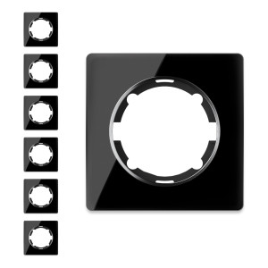 ONEKEYELECTRO Plaque de finition Garda en verre, 1 poste, encastrÃ (pack de 7)-"Noir 7 pieces"