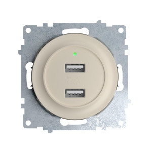 ONEKEYELECTRO Prise USB encastrée à  2 sorties 5V, 2.1 A, témoin de charge LED-"Beige"