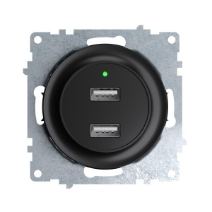 ONEKEYELECTRO Prise USB encastrée à  2 sorties 5V, 2.1 A, témoin de charge LED-"Noir"