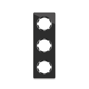 ONEKEYELECTRO Plaque de finition en verre Garda, 3 postes, vertical-"Noir"