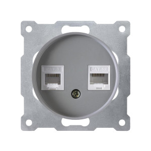ONEKEYELECTRO Prise double 2xRJ45, Cat.5e UTP-"Gris"