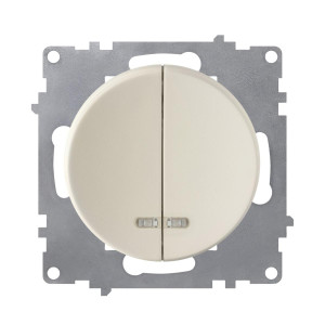ONEKEYELECTRO Interrupteur double, simple allumage, témoin lumineux, 1 voie-"Beige"