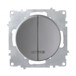 ONEKEYELECTRO Interrupteur double, simple allumage, témoin lumineux, 1 voie-"Gris"