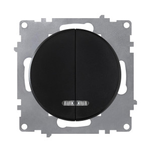 ONEKEYELECTRO Interrupteur double, simple allumage, témoin lumineux, 1 voie-"Noir"