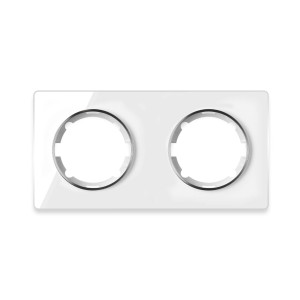 ONEKEYELECTRO Plaque de finition Garda en verre, horizontal, 2 postes-"Blanc"