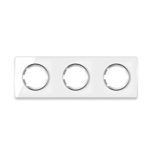 ONEKEYELECTRO Plaque de finition Garda en verre,  horizontal, 3 postes-"Blanc"