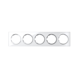 WARMON Glass-plaque de finition pour interrupteur, prise quintuple, horizontal, montage encastré, série Garda.