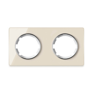ONEKEYELECTRO Plaque de finition Garda en verre, horizontal, 2 postes-"Beige"
