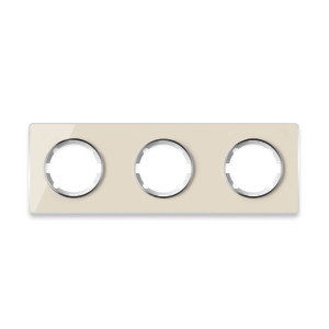 ONEKEYELECTRO Plaque de finition Garda en verre,  horizontal, 3 postes-"Beige"