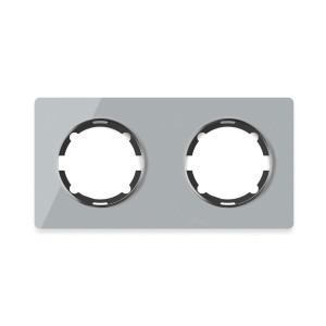 ONEKEYELECTRO Plaque de finition Garda en verre, horizontal, 2 postes-"Gris"