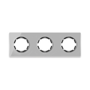 ONEKEYELECTRO Plaque de finition Garda en verre,  horizontal, 3 postes-"Gris"