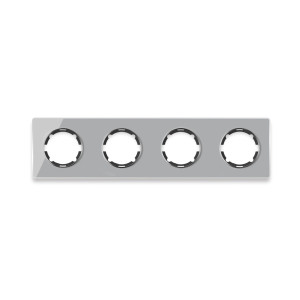 ONEKEYELECTRO Plaque de finition Garda en verre 4 postes, horizontal, encastré-"Gris"