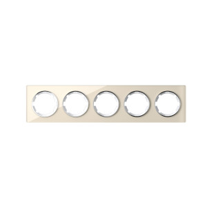 WARMON Glass-plaque de finition pour interrupteur, prise quintuple, horizontal, montage encastré, série Garda, beige