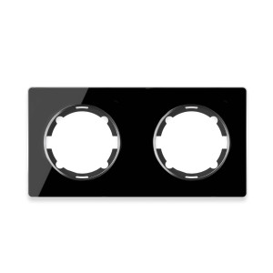 ONEKEYELECTRO Plaque de finition Garda en verre, horizontal, 2 postes-"Noir"