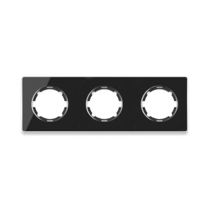 ONEKEYELECTRO Plaque de finition Garda en verre,  horizontal, 3 postes-"Noir"