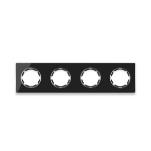 ONEKEYELECTRO Plaque de finition Garda en verre 4 postes, horizontal, encastré-"Noir"
