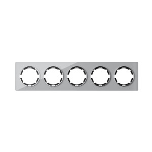 WARMON Glass-plaque de finition pour interrupteur, prise quintuple, horizontal, montage encastré, série Garda, gris