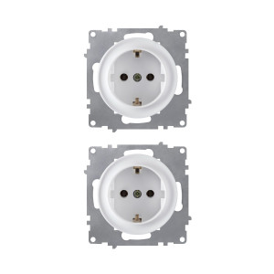 ONEKEYELECTRO Prise avec terre, bornes à  vis (pack de 2)-"Blanc 2 piéces"