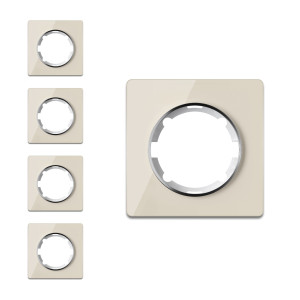 ONEKEYELECTRO Plaque de finition Garda en verre, 1 poste, encastré (pack de 5)-"Beige 5 piéces"