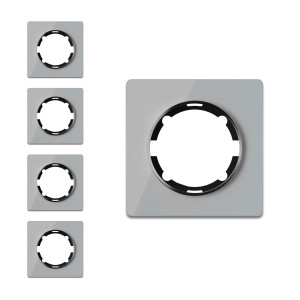 ONEKEYELECTRO Plaque de finition Garda en verre, 1 poste, encastré (pack de 5)-"Gris 5 piéces"