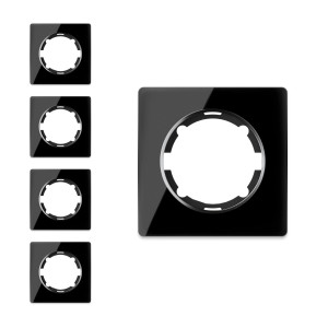 ONEKEYELECTRO Plaque de finition Garda en verre, 1 poste, encastré (pack de 5)-"Noir 5 piéces"