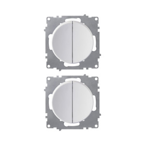 ONEKEYELECTRO Interrupteur double, 1 voie (pack de 2)-"Blanc 2 piéces"