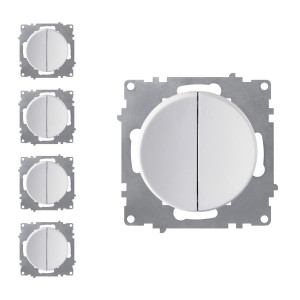 ONEKEYELECTRO Interrupteur double, 1 voie (pack de 5)-"Blanc 5 piéces"