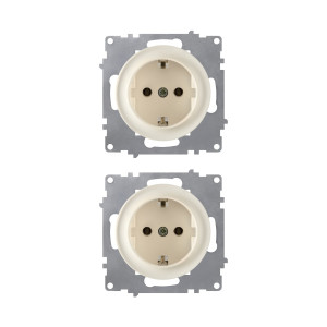 ONEKEYELECTRO Prise avec terre, bornes à  vis (pack de 2)-"Beige 2 piéces"